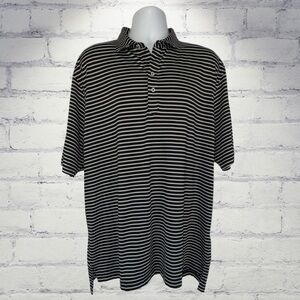 Turtleson Polo Shirt Men's XL Black & White Collared Striped Short Sleeve Golf